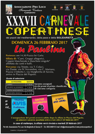 XXXVII edizione del Carnevale Copertinese - Domenica 26 febbraio 2017 - Parte...