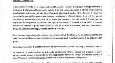PROGRAMMA DI SERVIZIO CIVILE DIGITALE DENOMINATO COMUNITA' DIGITALE 2022 - ...