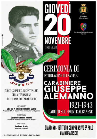 CERIMONIA DI INTITOLAZIONE VIA AL CARABINIERE GIUSEPPE ALEMANNO