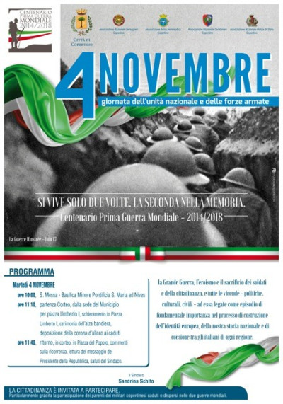 4 NOVEMBRE GIORNATA DELL'UNITA' NAZIONALE E DELLE FORZE ARMATE