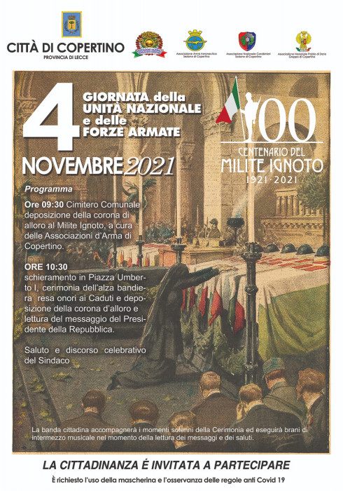 4 novembre 2021 GIORNATA DELLA UNITA' D'ITALIA E DELLE FORZE ARMATE