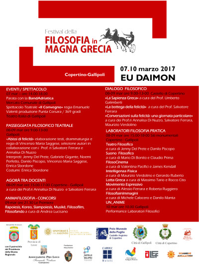 FESTIVAL DELLA FILOSOFIA IN MAGNA GRECIA EU  DAIMON COPERTINO-GALLIPOLI 07-10...