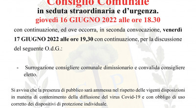 Convocazione del Consiglio Comunale 