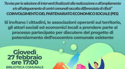 Interventi per il potenziamento della raccolta differenziata.  Giovedì...