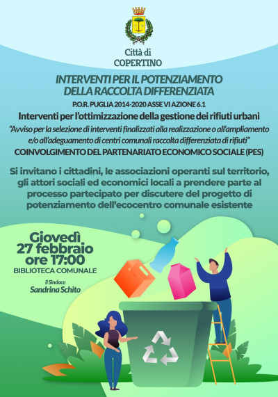 Interventi per il potenziamento della raccolta differenziata.  Giovedì...