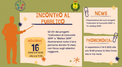 COMUNICATO STAMPA - Incontro di presentazione del nuovo progetto - Coltivator...