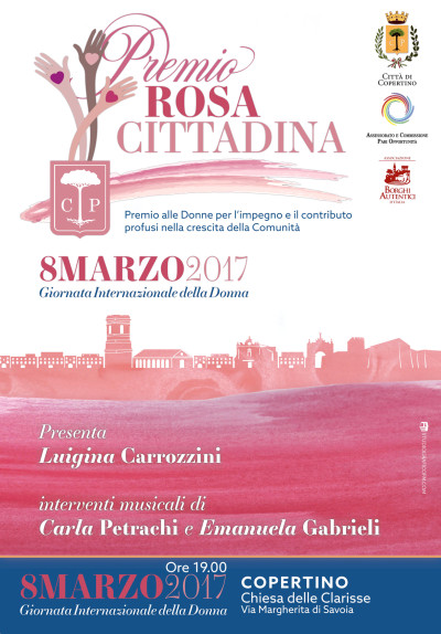 PREMIO ROSA CITTADINA - 8 MARZO 2017 GIORNATA INTERNAZIONALE DELLA DONNA