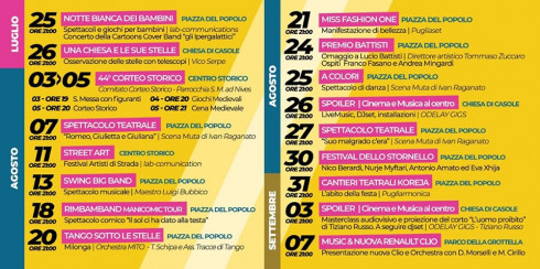 Calendario degli appuntamenti dell'Estate Copertinese. 