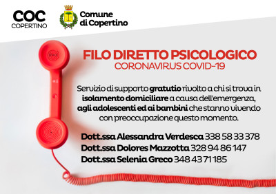 #Coronavirus - Filo diretto psicologico gratuito