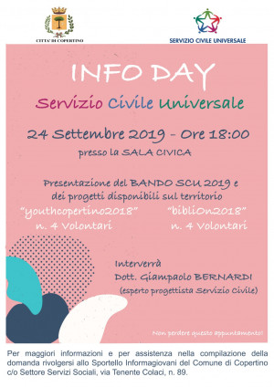INFO DAY - Nuovo Bando SERVIZIO CIVILE UNIVERSALE 2019